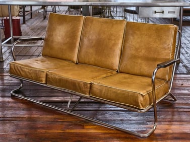 Kem Weber Chrome Three-Seater Sofa
