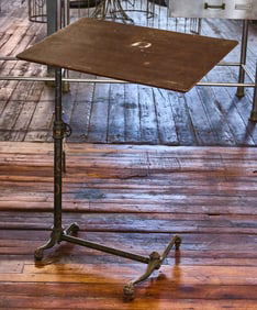 Industrial Drafting Table with Japanned Finish