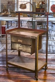 Industrial Workstation Cart with Gooseneck Lamp