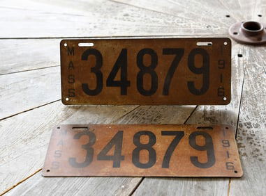 Pair of MA 1916 License Plates