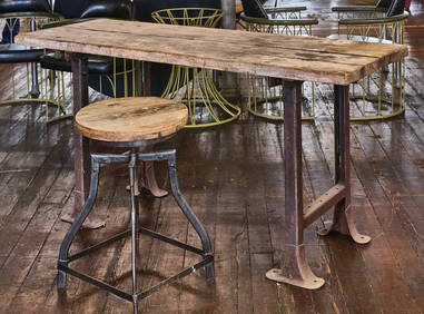 Industrial Work Table and Stool (1 of 2)