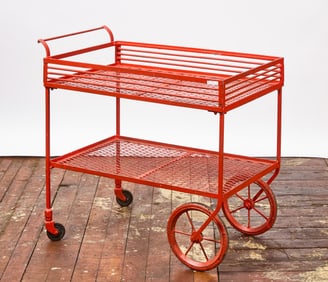 Vintage Painted Steel Industrial Rolling Cart