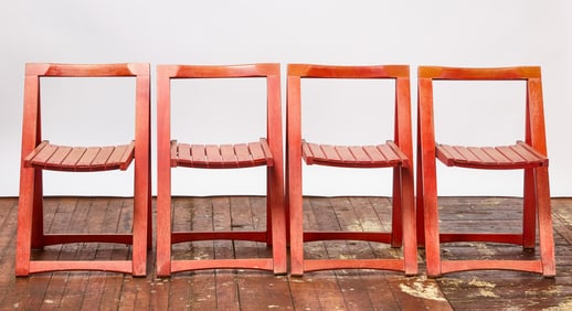 Set of 4 Folding Wood Chairs