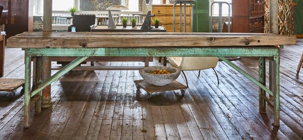 Steel and Wood  Industrial Table