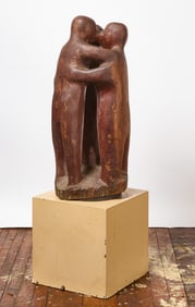 Wooden Sculpture of a Family Group