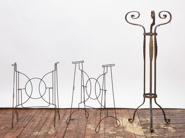 Pair of Funeral Wreath Holders and Victorian Plant Stand