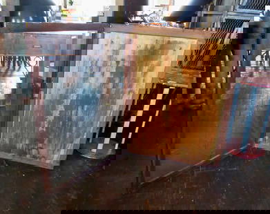 Folding Advertising Frame: Folding advertising frame. L 37" W 26-1/4". Condition: minor imperfections. No damage to the glass noted.