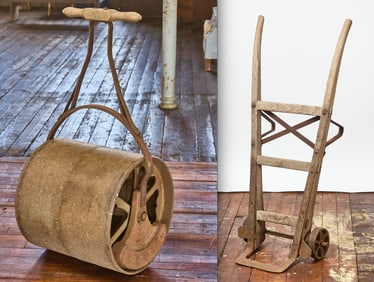 Antique Hand Truck and Agricultural Roller