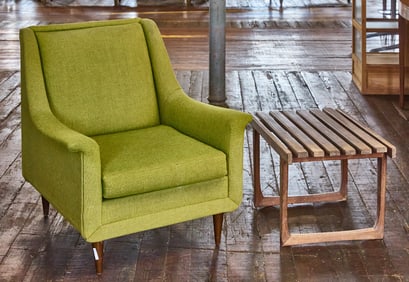 Modern Lounge Chair with Teak Ottoman