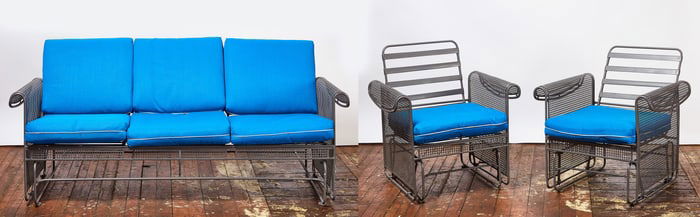 Modern Glider Outdoor Set - Two Armchairs with Sofa