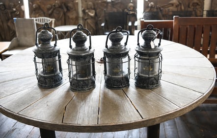 Four Painted Ship Oil Lanterns