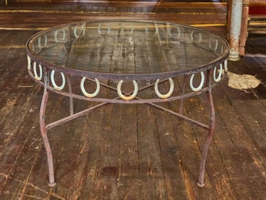 Outdoor Glass Polo Table with Horseshoe Surround