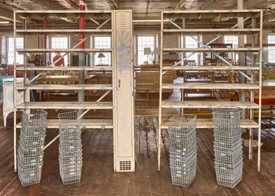 Two Locker Shelving Units with Baskets
