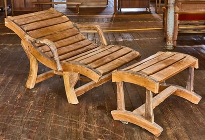 Rustic Lounge Armchair and Footstool