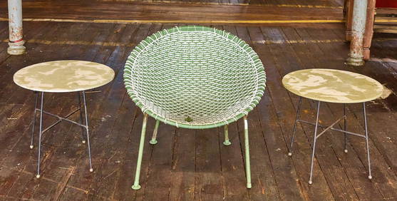 Patio Chair and Two Marble Side Tables (1 of 2)