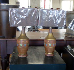 Pair of Modern Colored Ceramic Lamps