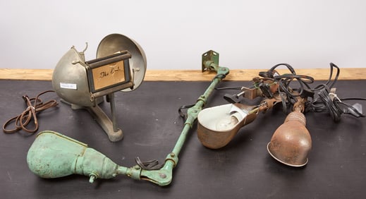 Group of Four Industrial Lamps