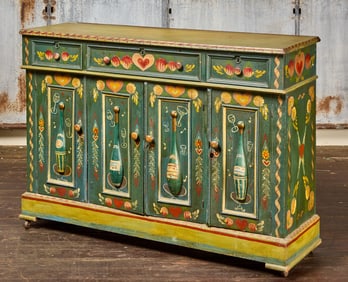 Peter Hunt Paint Decorated Low Cupboard