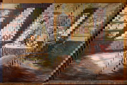 Three Panel Folding Screen Painting
