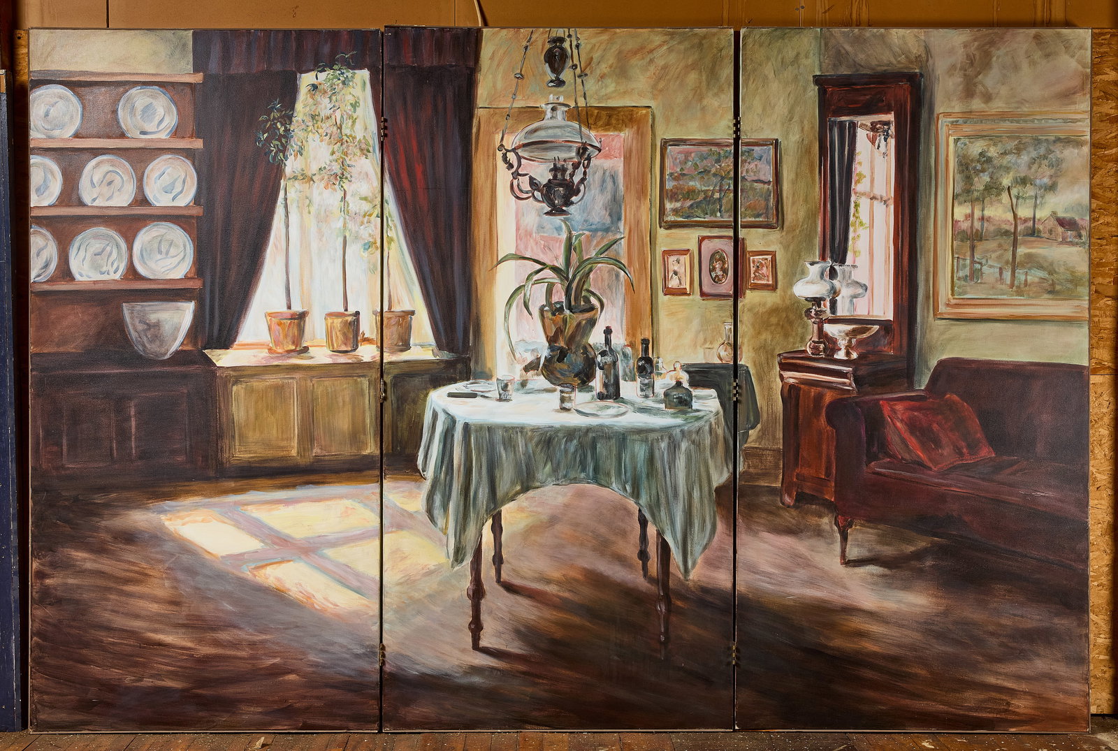 Three Panel Folding Screen Painting (1 of 1)