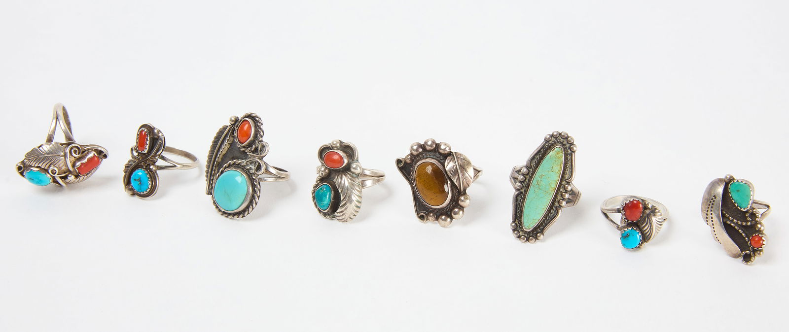 Eight Native Sterling Rings (1 of 2)