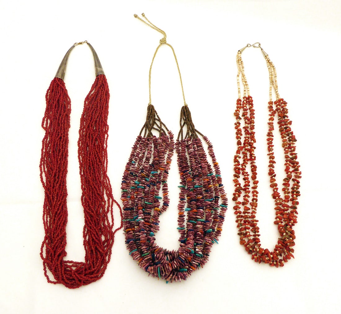 Two Coral Necklaces and a Native Shell and Turquoise Necklace (1 of 4)