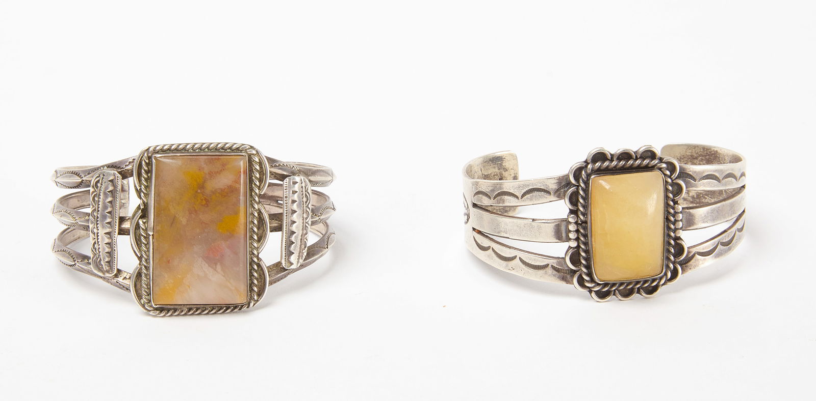 Two Native Cuffs with Petrified Wood (1 of 2)