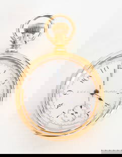 18k American Waltham Watch Co. Chronograph Pocket Watch: A. W. W. Co. pocket watch in 18k gold. Stamped 18k on both inner case backs. Beveled glass crystal. Riverside movement. Est. production range Jan-May, 1887. Overall: D 2 in. Dial: D 1-3/4 in. Total We