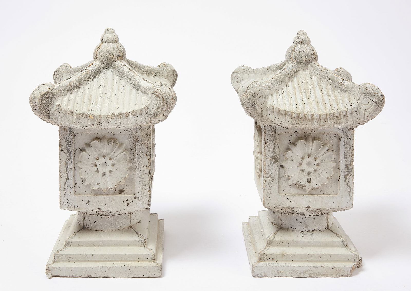 Pair of Cast Stone Pagoda Post Tops (1 of 2)