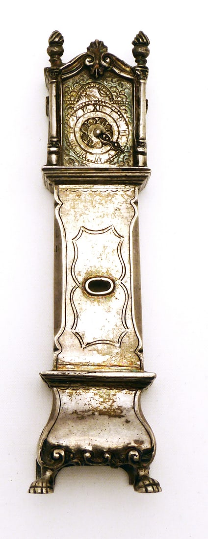 Silver Miniature Grandfather Clock (1 of 3)