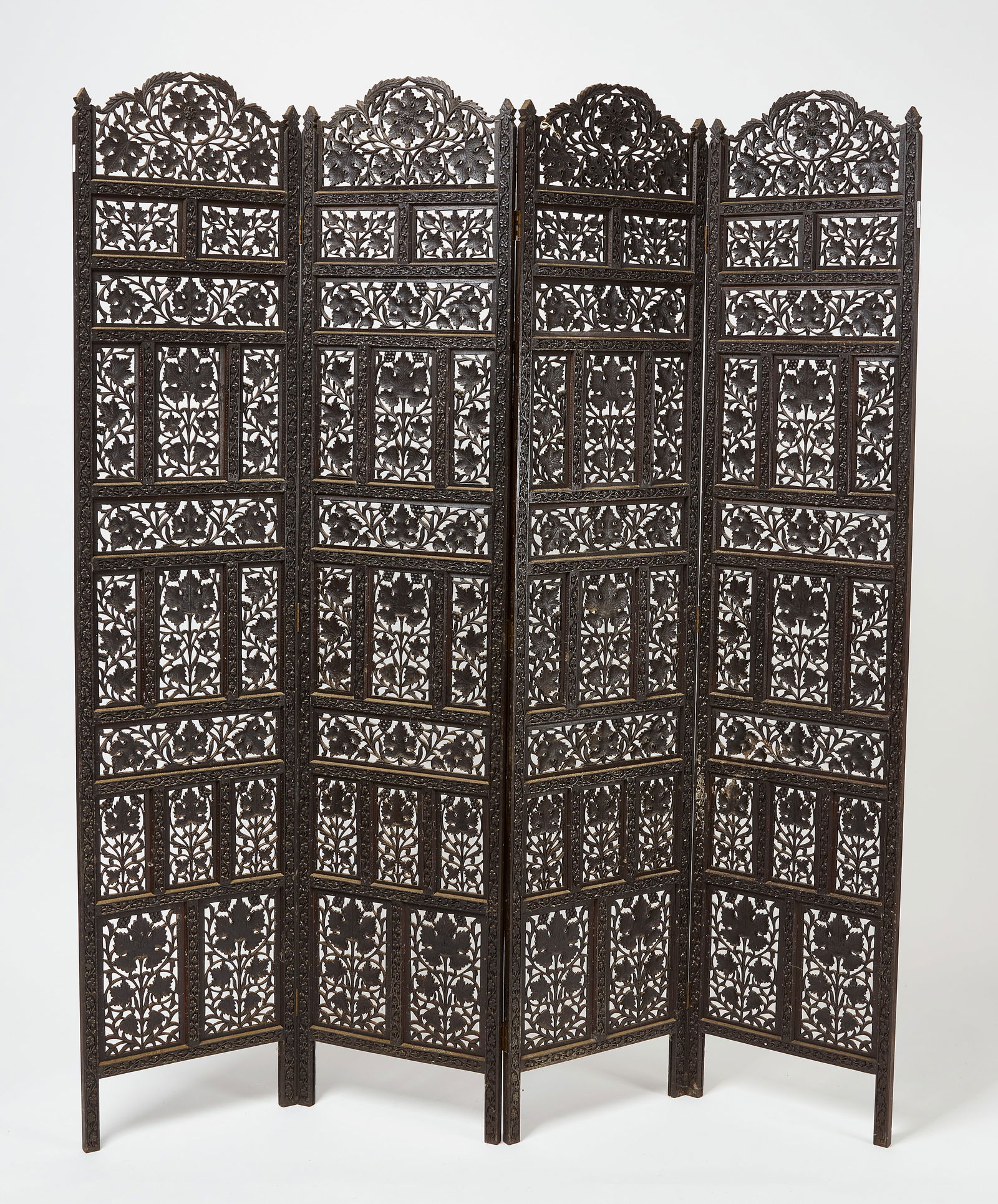 Grapevine Motif Carved Folding Screen (1 of 4)