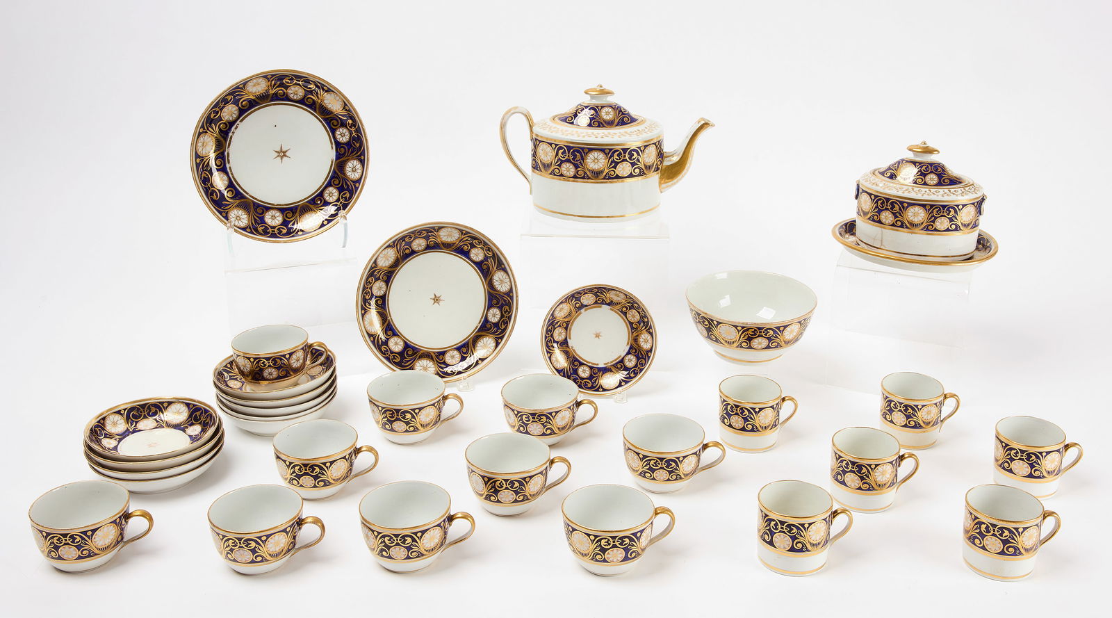 Blue, White, and Gold Spode Tea Set (1 of 6)