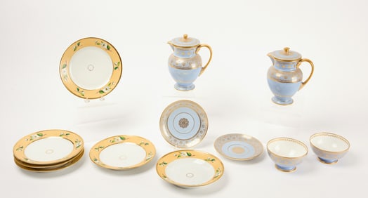 Dore. A. Sevres Pitcher and Bowl Set with Six Plates