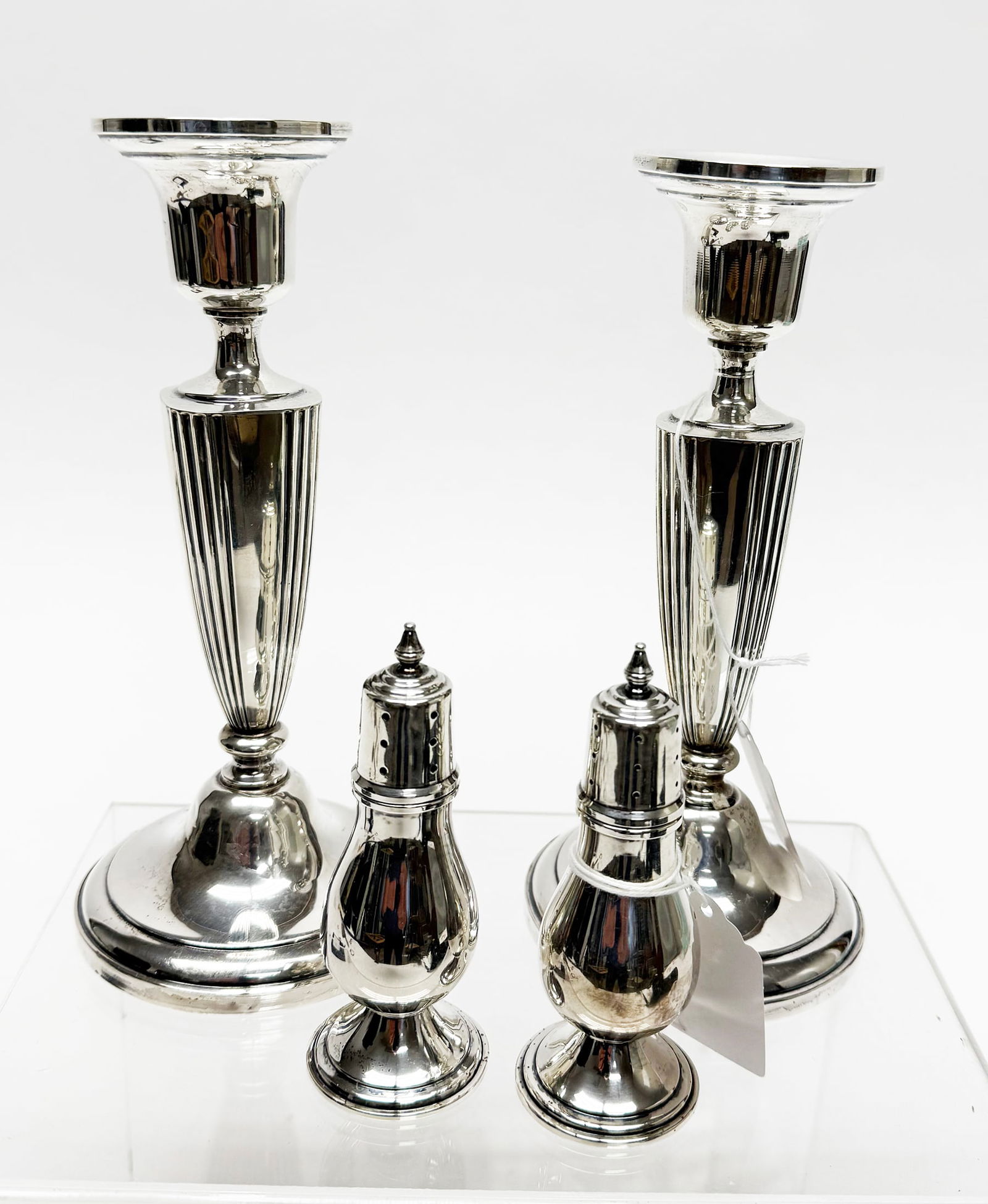 Weighted Silver Candlesticks with Pair of Sterling Shakers (1 of 1)