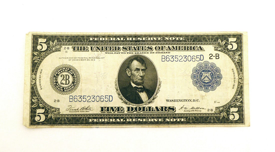 Five Dollar Federal Reserve Blue Note (1 of 2)