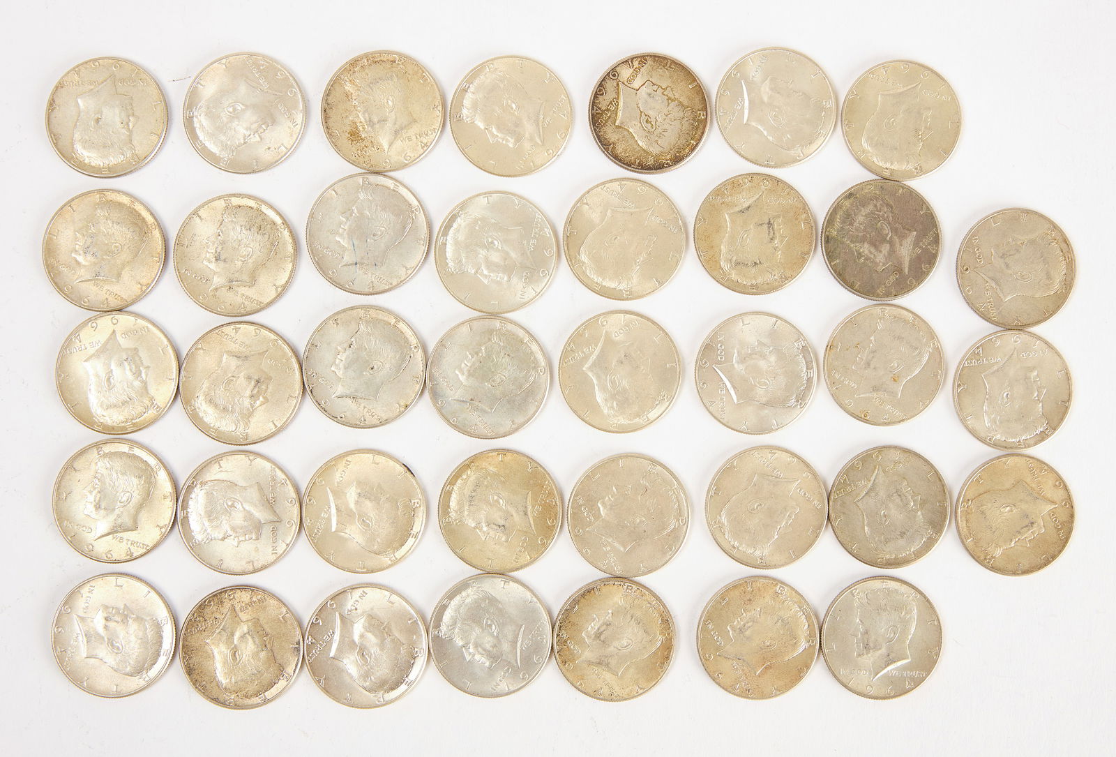 Thirty-Eight Kennedy Half Dollar Coins - 1964 Year (1 of 2)