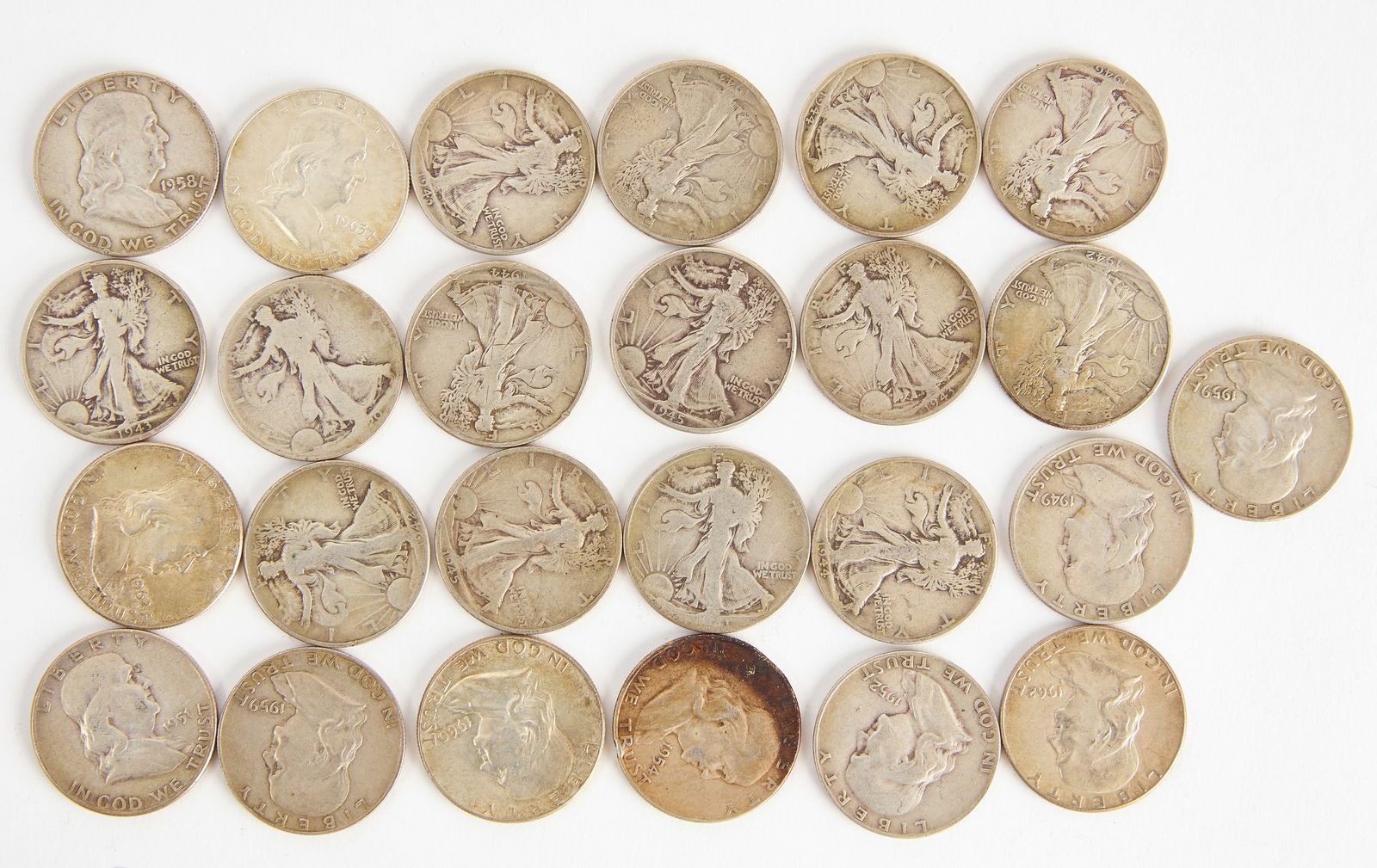 Twenty-Five US Half Dollar Coins (1 of 2)