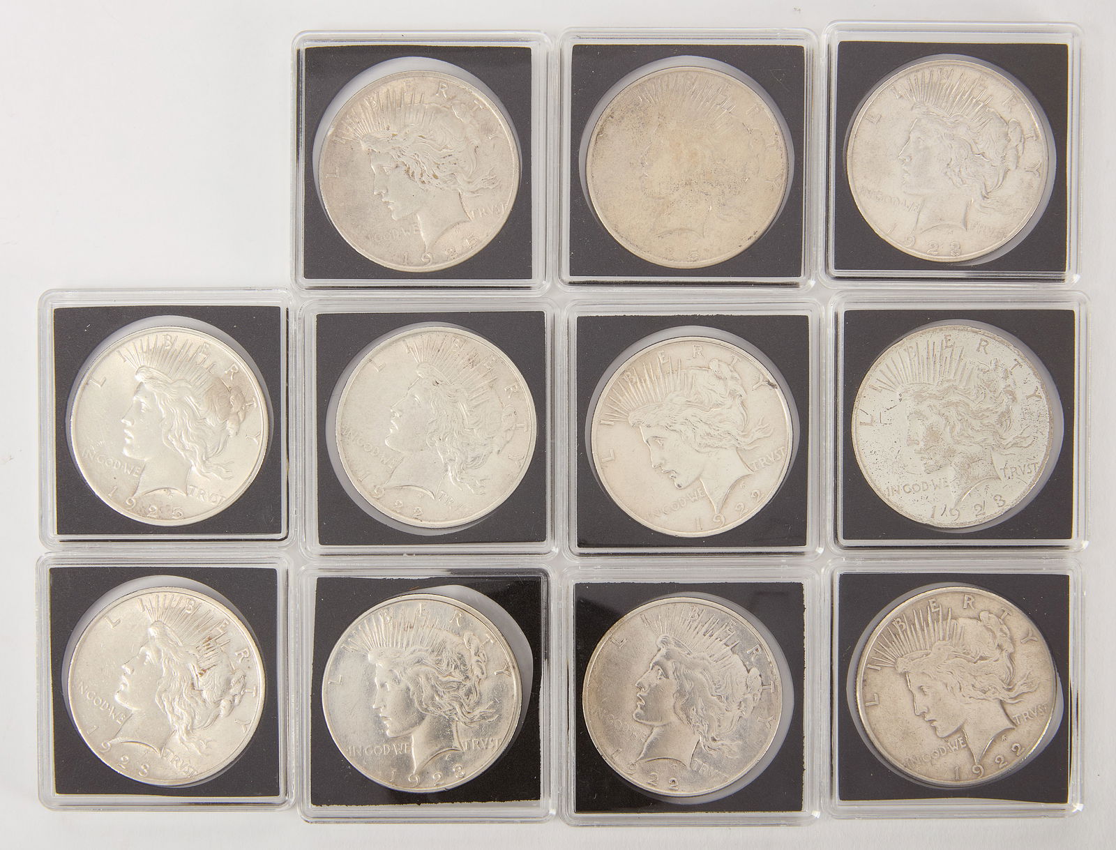 Group of Eleven US Silver Peace Dollar Coins (1 of 2)