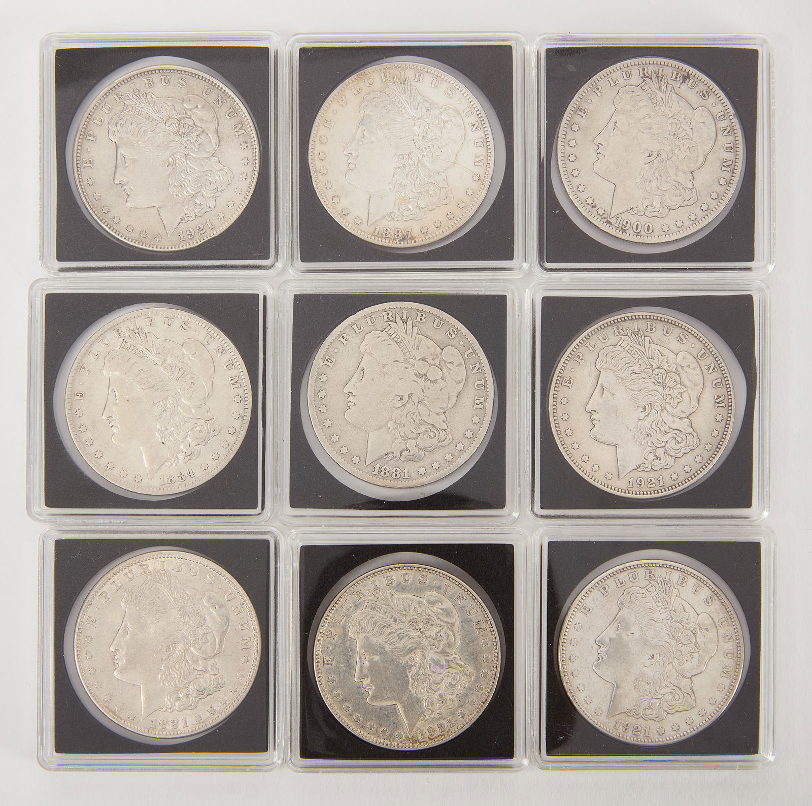 Group of Nine US Morgan Silver Dollar Coins (1 of 2)