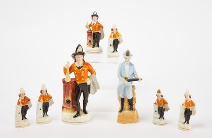 Group of Porcelain and Bisque Fireman Figures