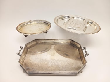 Three Silver Plate Trays