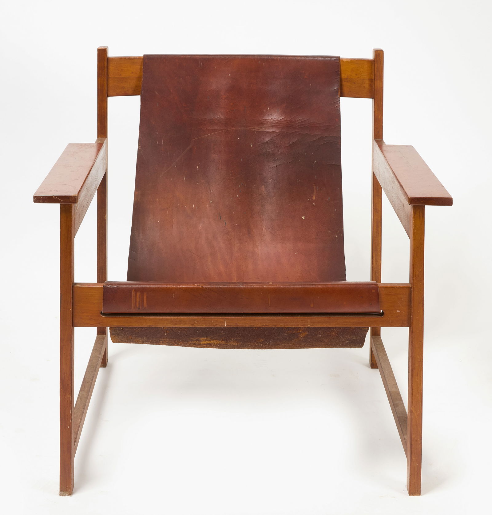 Wood and Leather Prototype Sling Armchair (1 of 4)
