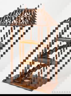 Compagnons Architectural Model of Roof and Stairs: Architectural apprentice carpenter model. Hardwood. A large apprentice model by the Compagnons du Devoir et du Tour de France, a French organization of craftsmen and artisans dating from the Midd