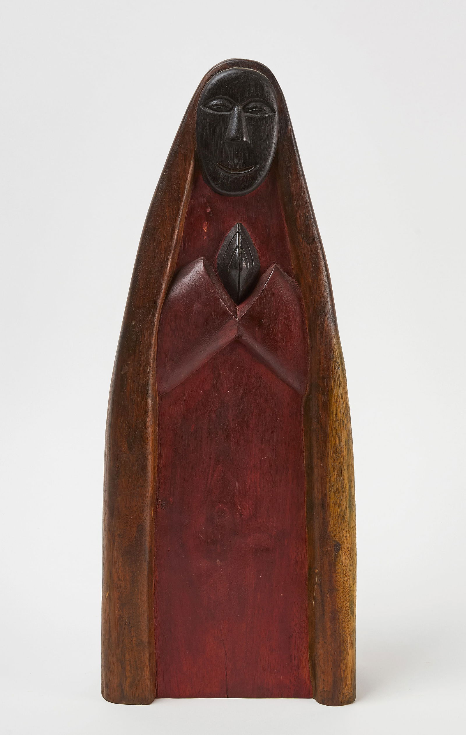 Modern Madonna: Modern Madonna. Carved walnut with original paint. American, circa 1960. H 21-1/4 in. W 8-1/2 in. Condition: Minor surface imperfections. Link to hi-res images: https://www.dropbox.com/scl/fo/x80
