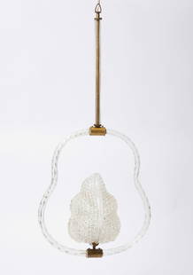 Barovier and Toso Murano Glass Ceiling Fixture: A fine Barovier &amp; Toso (attributed)&nbsp; luxury hand-blown Murano glass ceiling fixture. Circa 1960. H 35 in. W 17 in. D 11 in. Condition: Excellent. Some roughness near joints. Link to high-res