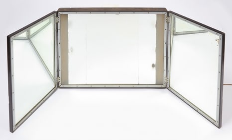 Modern Three-Part Folding Vanity Mirror, Signed