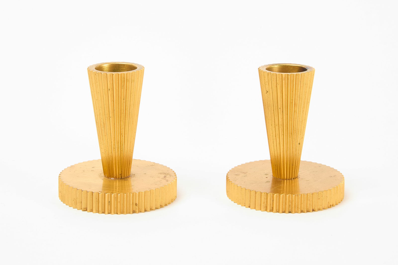 Pair of Tinos Bronze Art Deco Candlesticks (1 of 4)