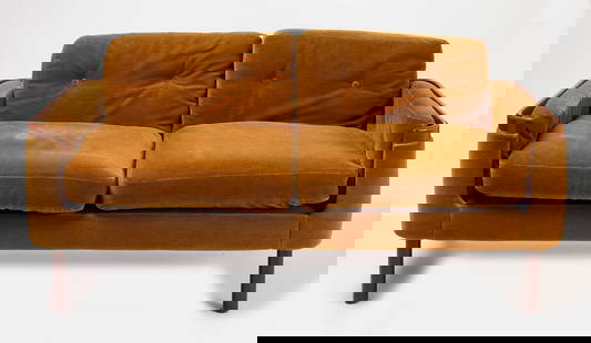 Modern Sofa: Modern sofa. Circa 1945. H 24-1/2&quot; W 61&quot; D 29-1/2&quot;. Condition: No damage noted Link to hi-res images: https://www.dropbox.com/scl/fo/h63eysl217xn744jju8gp/AHI3-k1dyZfMuftHsywOGyM?rlkey=
