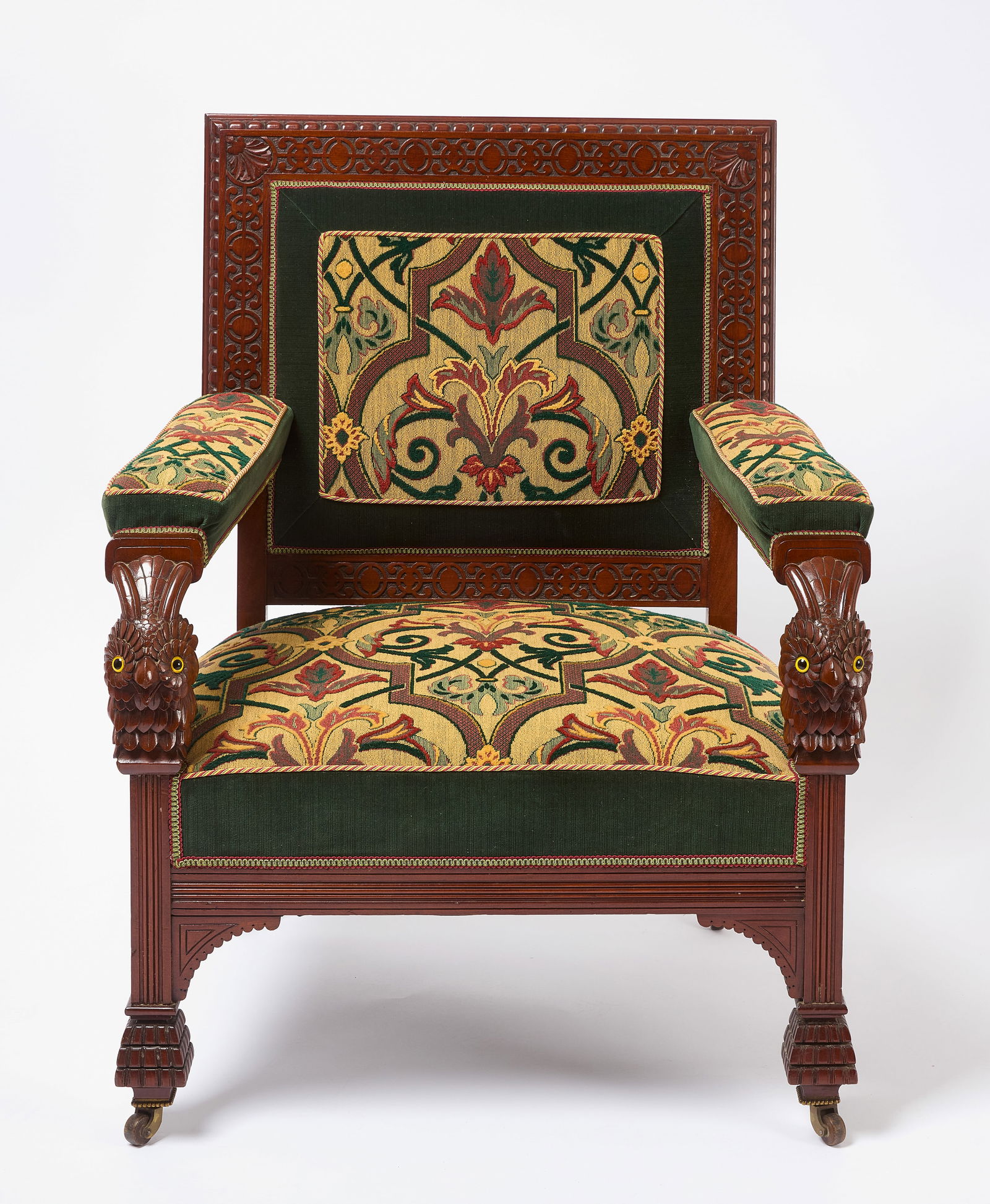 Renaissance Revival Armchair with Owl Carvings (1 of 4)