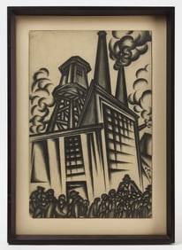 Miklós Farkasházy- Industrial Charcoal of a Factory, 1927